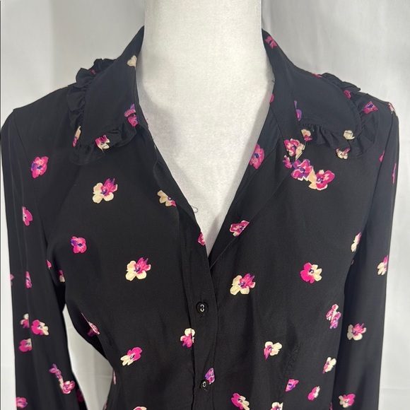 Rebecca Taylor Floriana Stretch Floral Button Up Blouse Size 6 - Picture 3 of 10